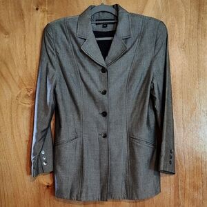 Kasper & Company Womens Button Front Tailored Blazer Charcoal Rayon Pockets 12P